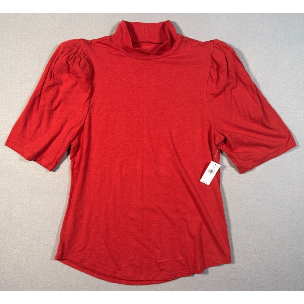 Gap Women's Featherweight Puff Sleeve Rib Shirt - NEW W/Tags - Red - Size L